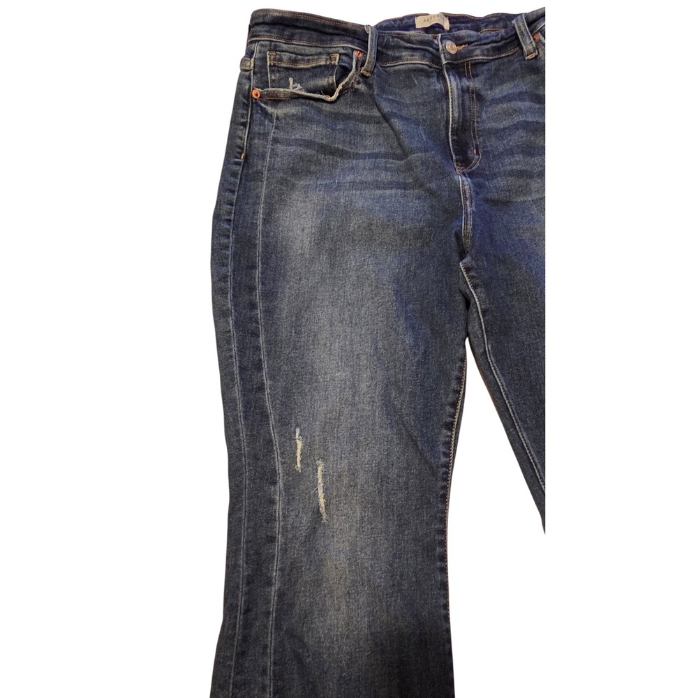 Artemis Vintage Flare Leg Jeans Blue Medium Wash Side Slit Size 20 Distressed - Picture 6 of 11